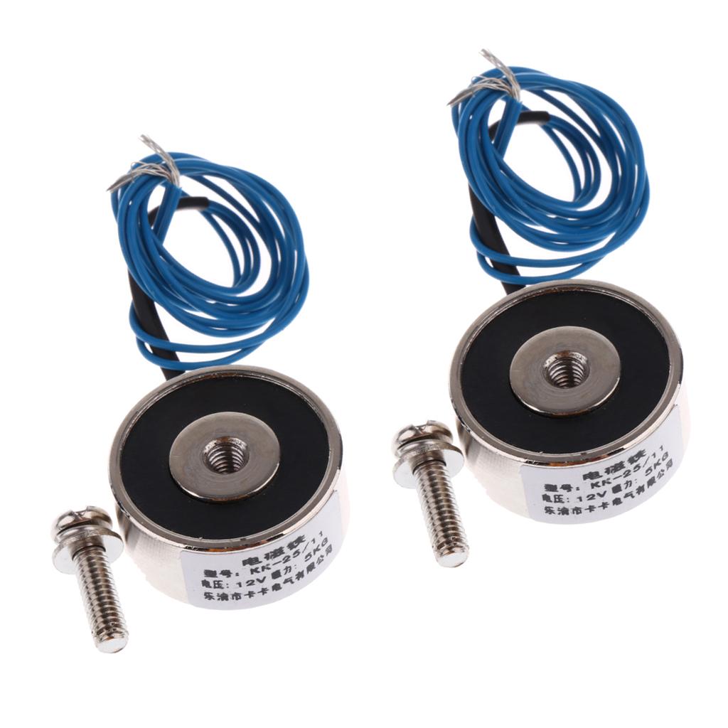 2Pcs DC 12V Ultrathin Sucker Electromagnet Lift Holding KK-25-11