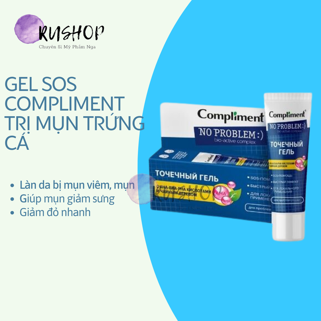 Gel mụn SOS Compliment No Problem loại bỏ mụn nhanh chóng 25ml