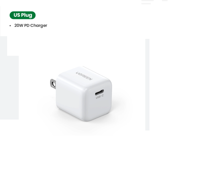 Củ sạc nhanh mini UGREEN 20W CD241 cổng USB C |Sạc nhanh PD| Quick Charge 4.0 3.0 10219 hàng chính hãng