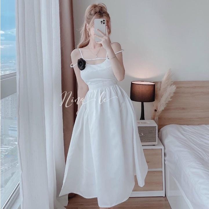 Váy đầm nữ dự tiệc hai dây thiết kế kèm mút dáng xòe sang trọng thanh lịch thời trang nữ