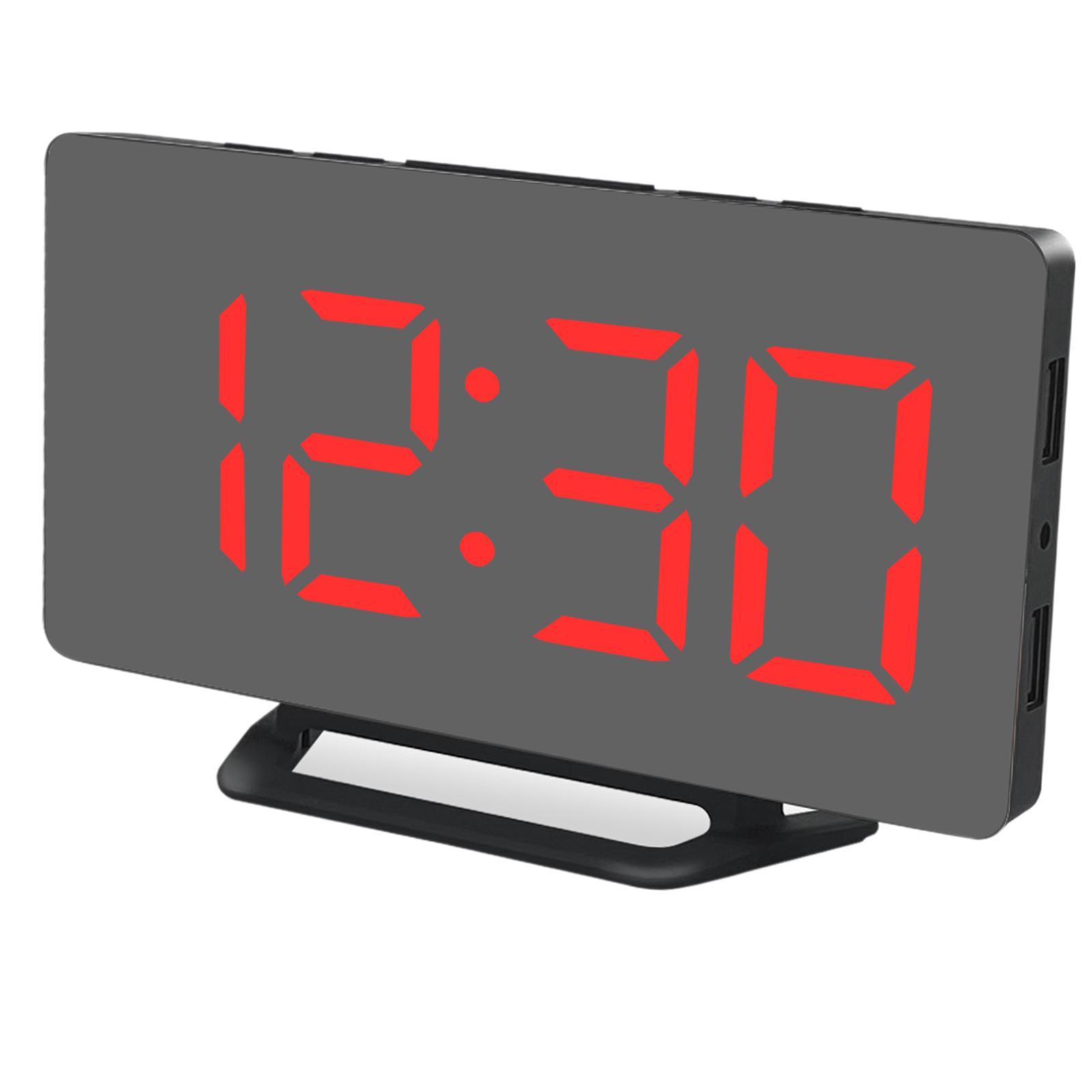LED  Clock Snooze Temperature   USB Mirror Surface