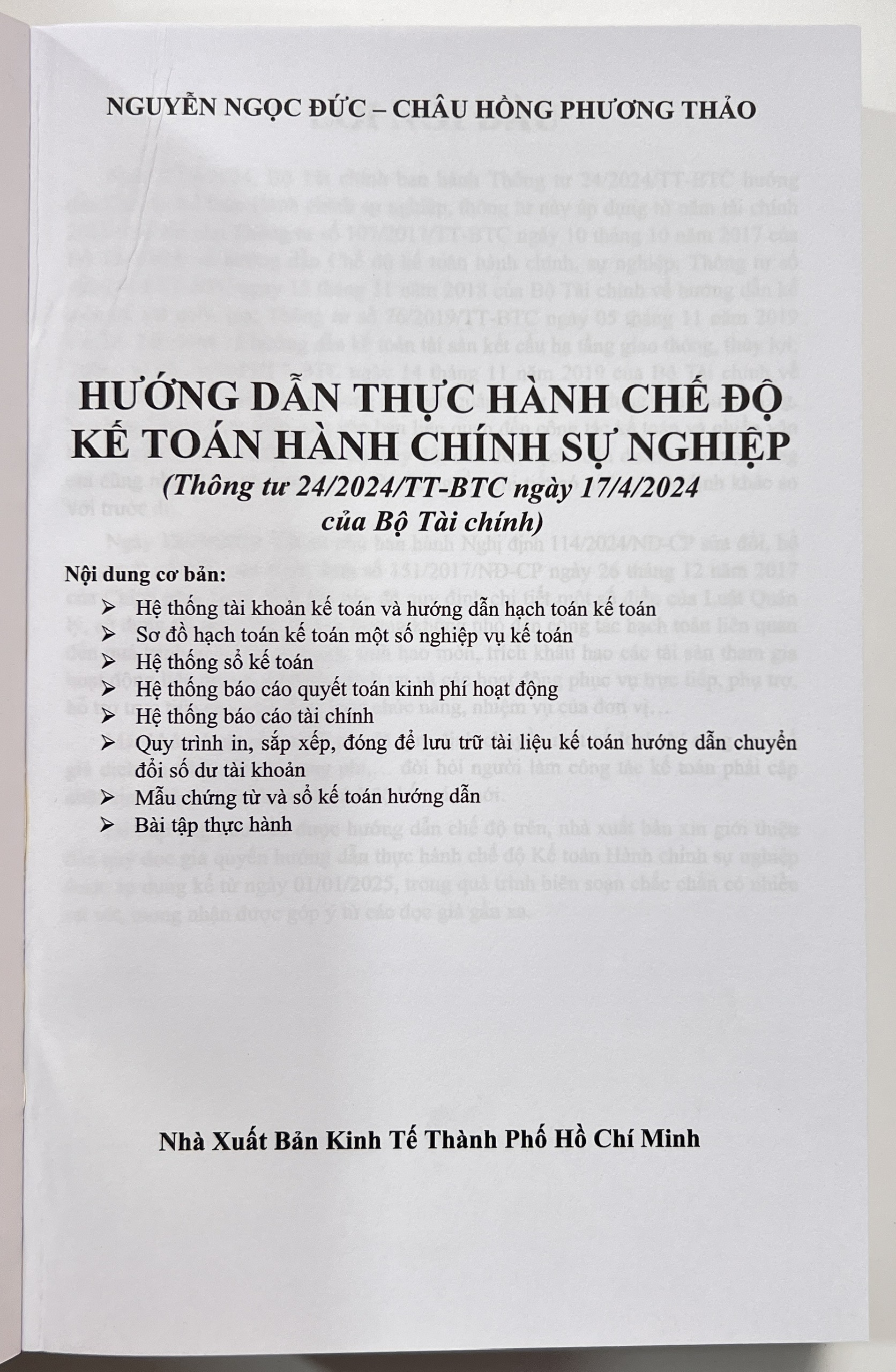 Sách - Hướng Dẫn Thực Hành Chế Độ Kế Toán Hành Chính Sự Nghiệp (Thông tư 24/2024/TT - BTC ngày 17 tháng 4 năm 2024 của Bộ Tài Chính)