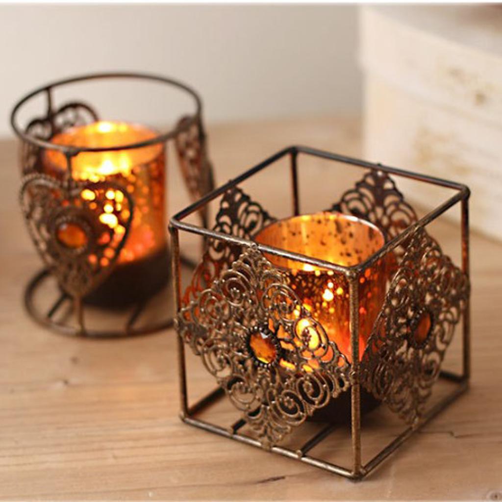 Vintage Metal Glass Tea Light Candle Holder Candlestick Wedding Xmas Decor A