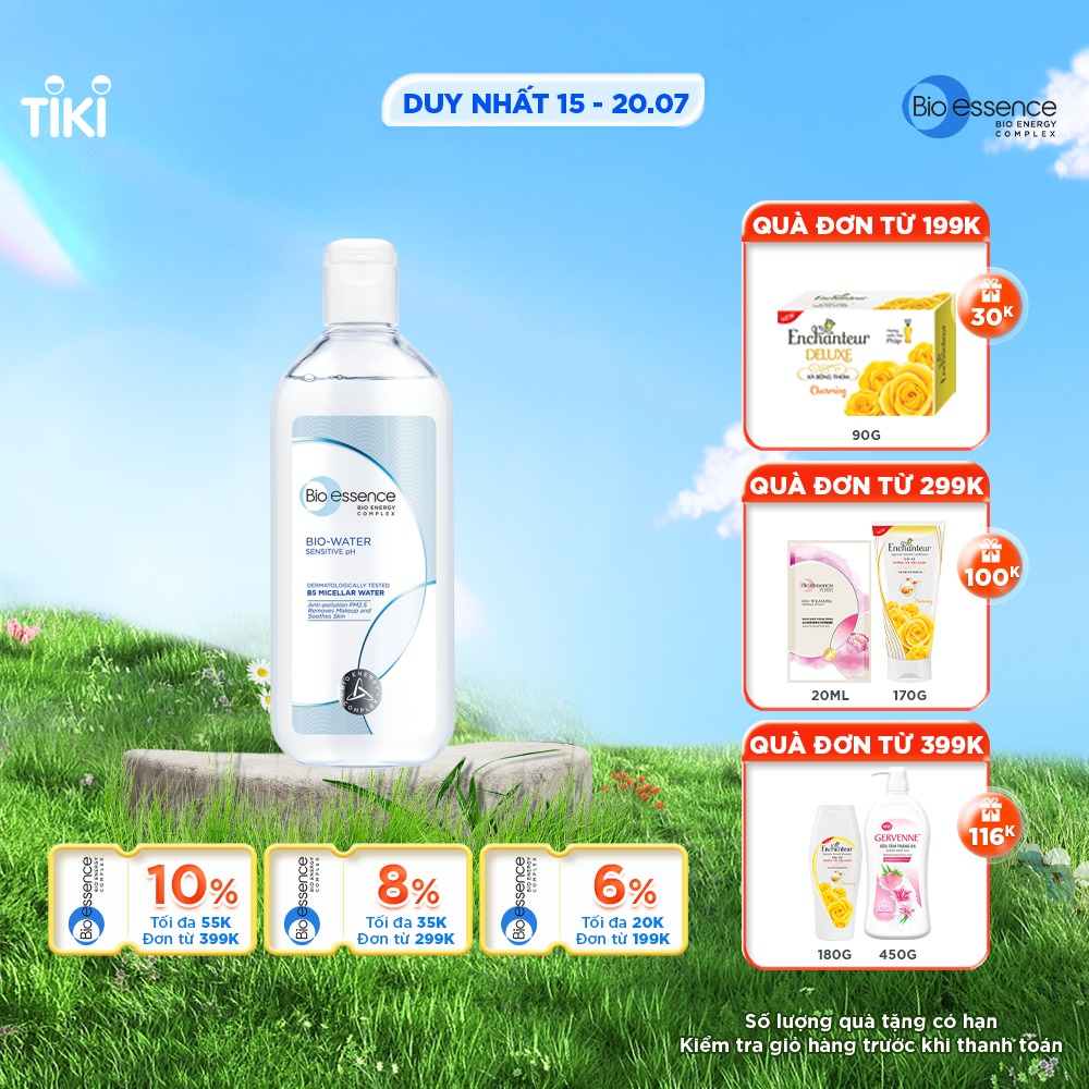 Nước tẩy trang ẩm mượt mịn màng Bio-Essence Bio-water Vitamin B5 Micellar Water 400ml