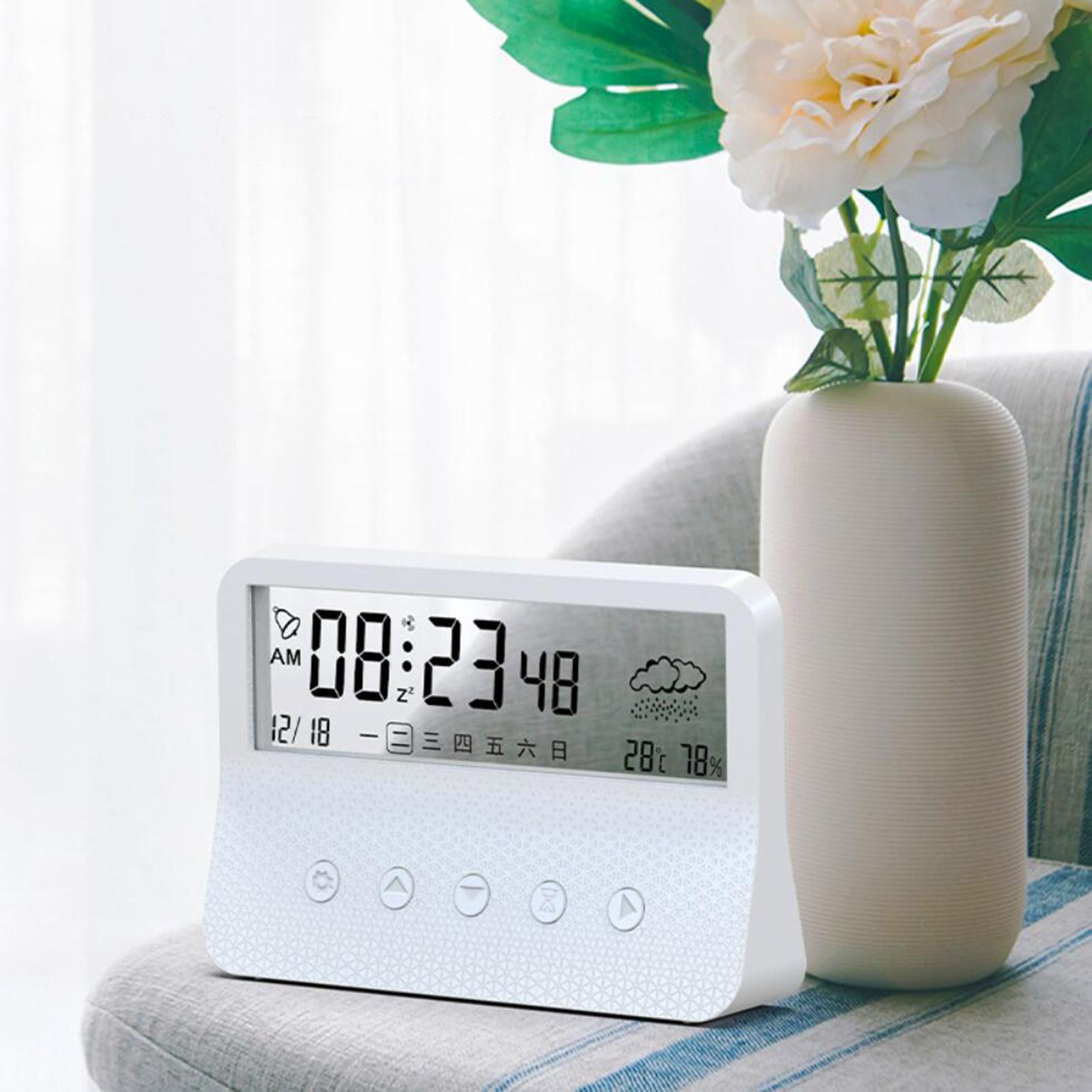 Alarm Clock Thermometer Hygrometer Snooze Humidity for Bedroom Outdoor