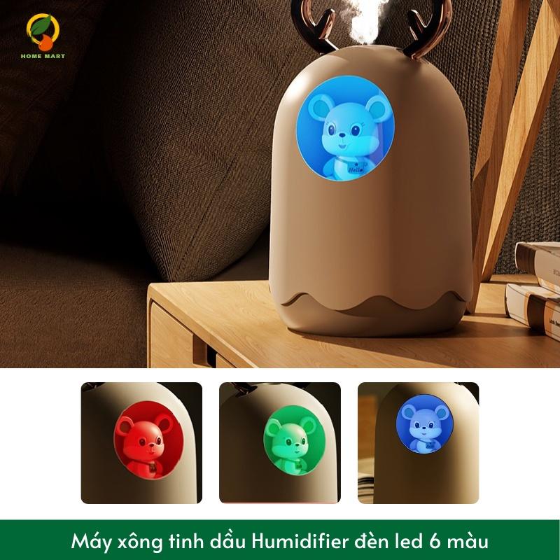 Máy xông tinh dầu Mini - hình chuột HUMIDIFIER 300ml dễ thương, tự động ngắt khi hết nước