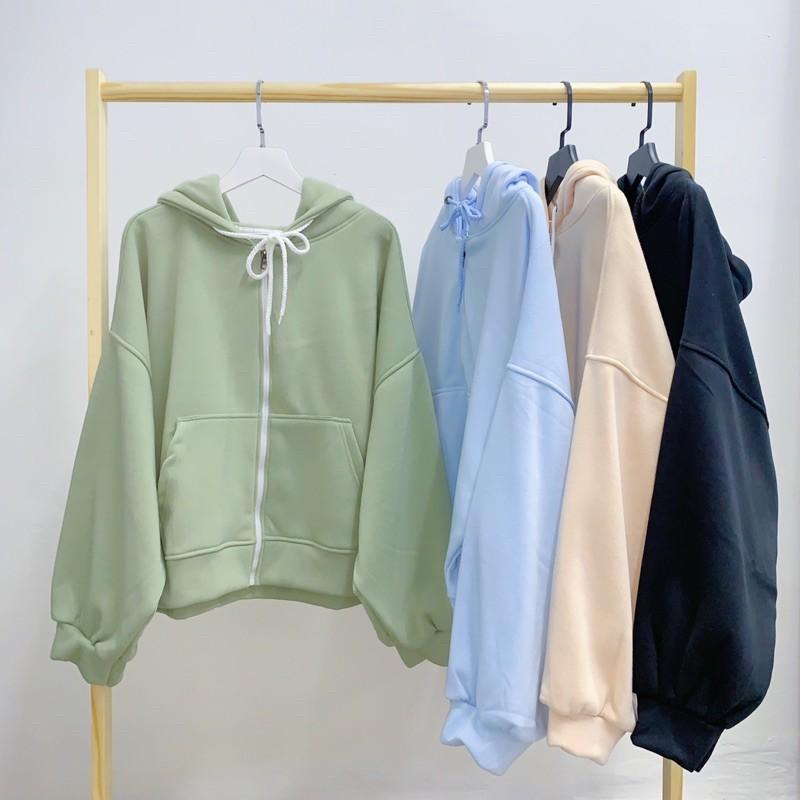 Áo khoác nữ cánh dơi form lửng khoá zip liền mũ,chất nỉ bông, from chuẩn, free size dưới 68kg