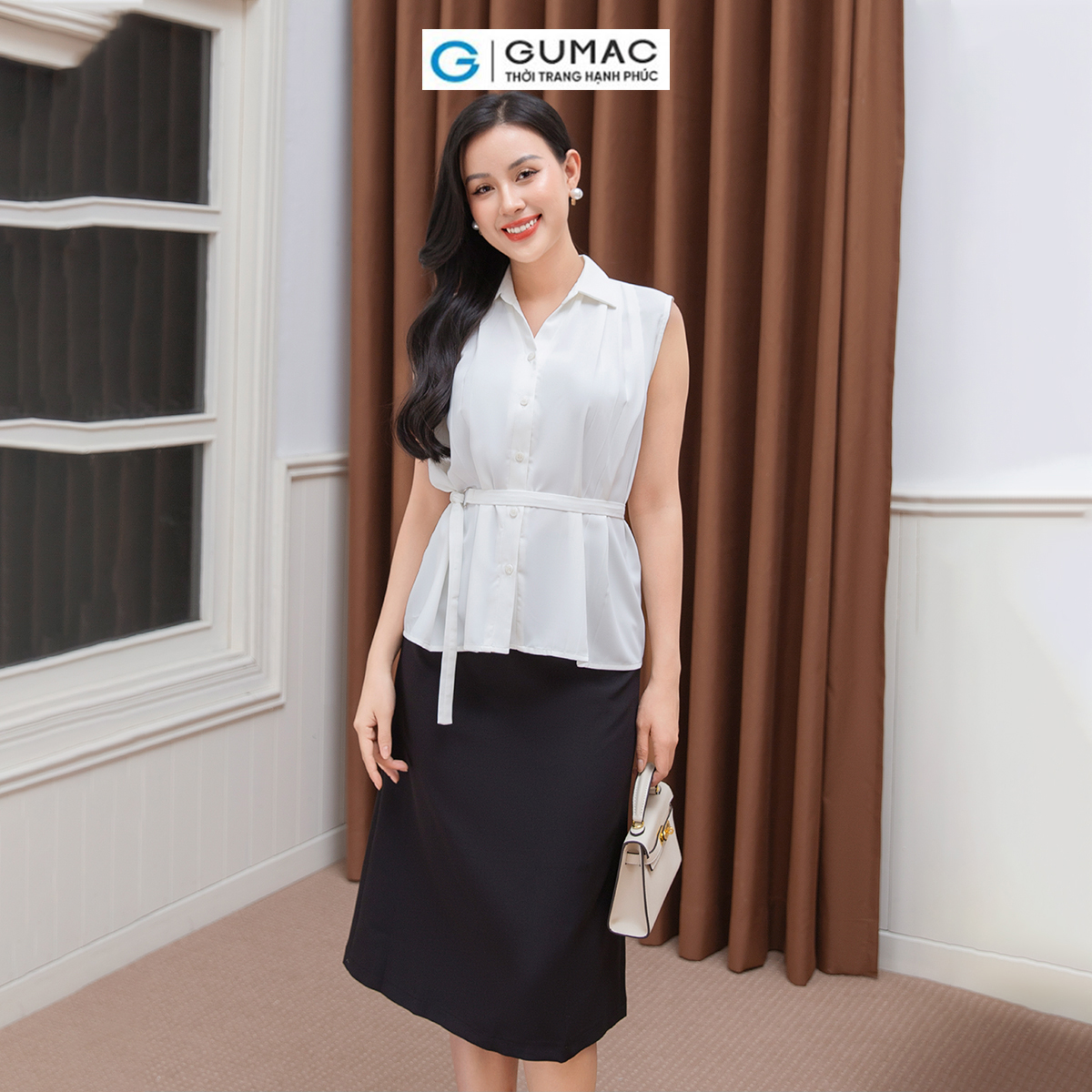 Áo xếp ly kèm dây thời trang GUMAC AD10015