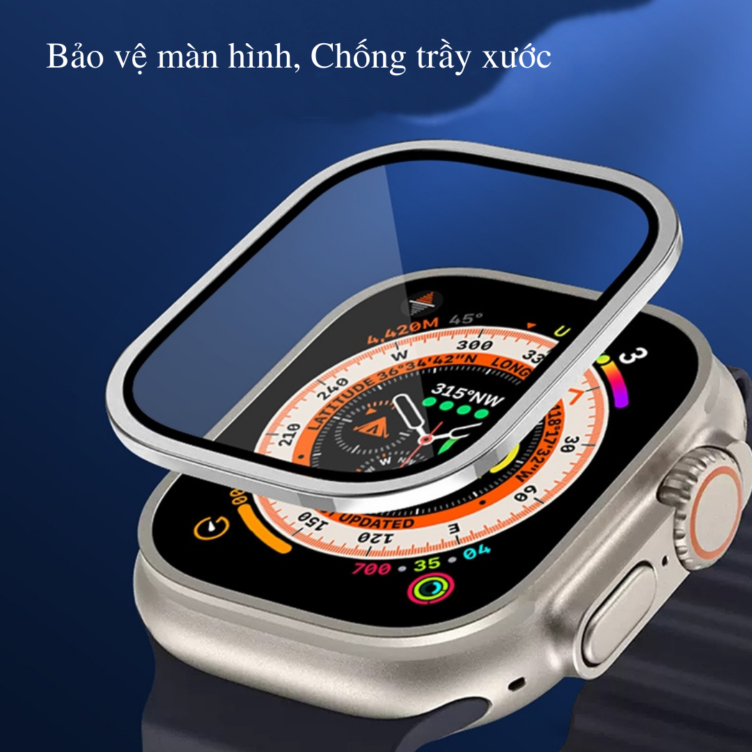 Miếng Dán Cường Lực Màn Hình Viền Nhôm Alu Dành Cho Apple Watch Ultra, Kai.N AluGlass - Hàng Chính Hãng