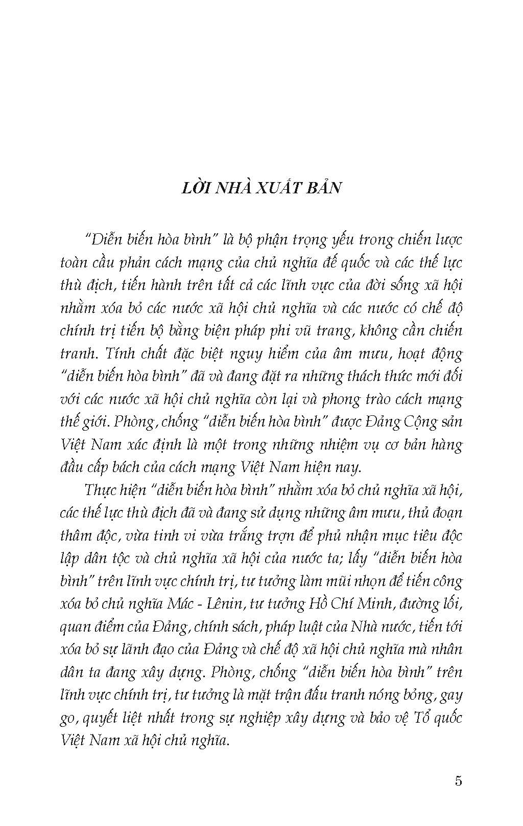 Phòng, Chống &quot;Diễn Biến Hòa Bình&quot; Trên Lĩnh Vực Chính Trị, Tư Tưởng