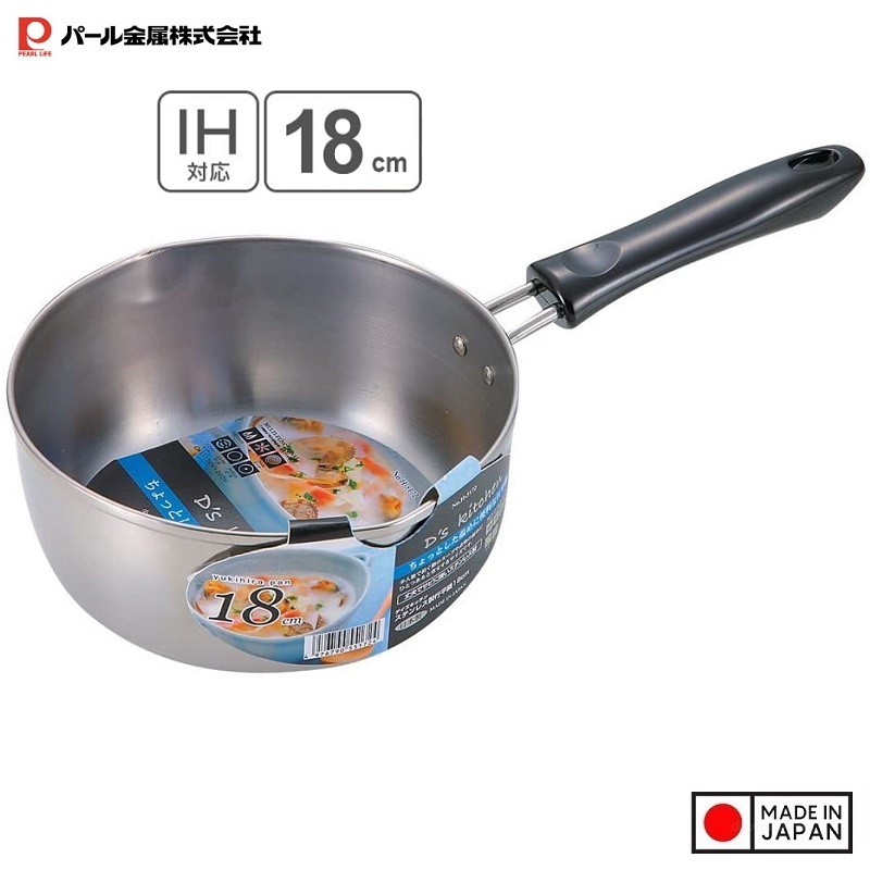 Nồi quánh inox dùng cho bếp từ Pearl Metal Φ18cm - Hàng nội địa Nhật Bản, nhập khẩu chính hãng (#Made in Japan)