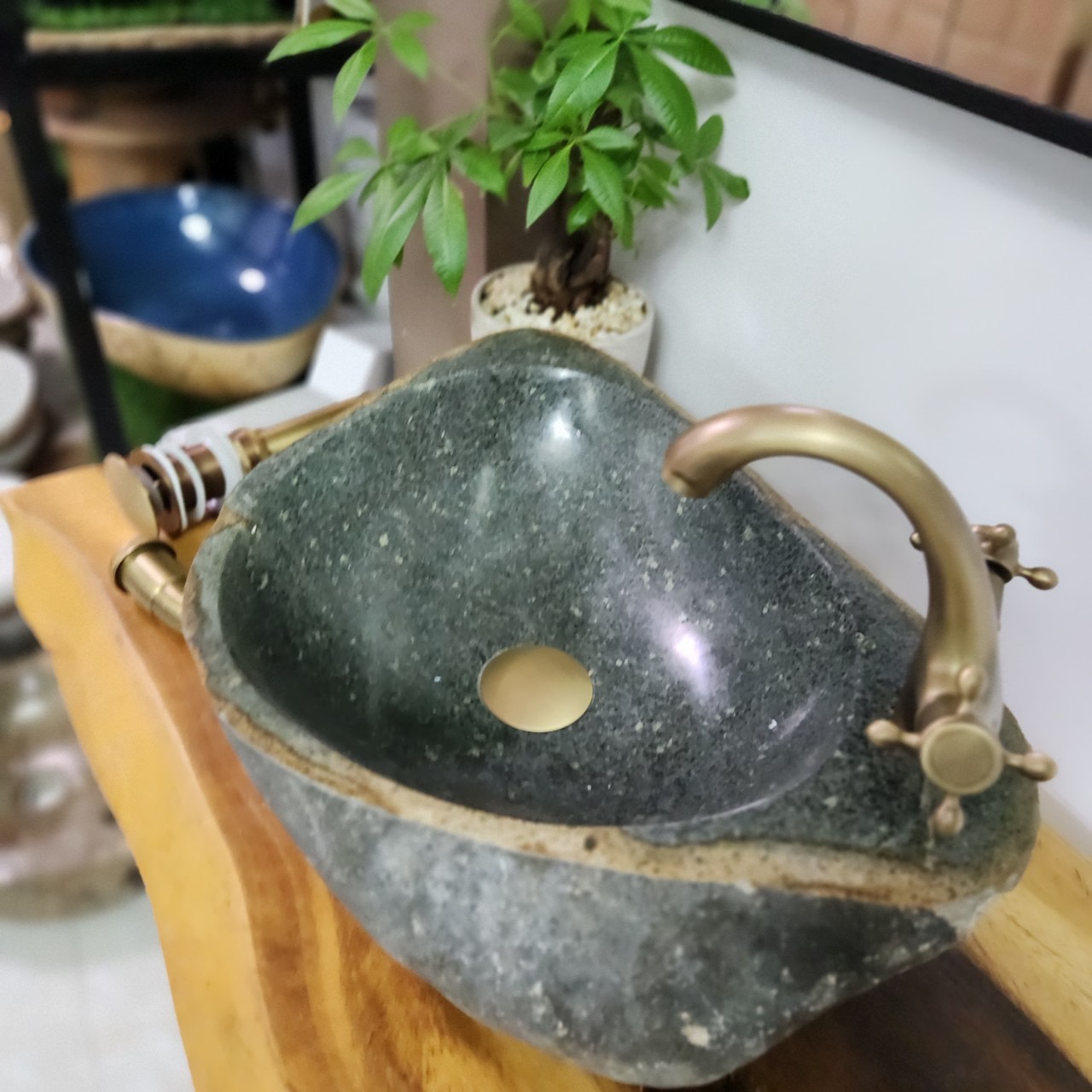 Chậu Lavabo đá cuội tự nhiên