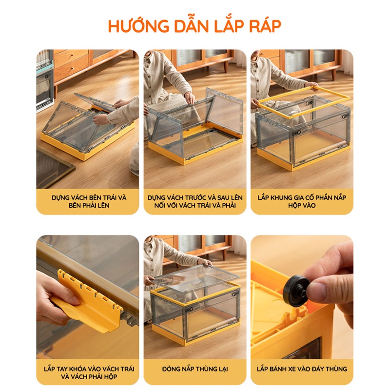 Hộp Đựng Đồ Cỡ Lớn Có Nắp và Bánh Xe tiện lợi- K1445