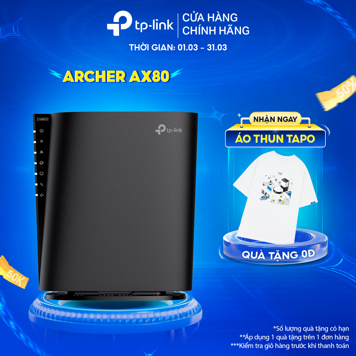 Bộ Phát Wifi TP-Link Archer AX80 8 Luồng Với Cổng 2.5G AX6000 - Hàng Chính Hãng