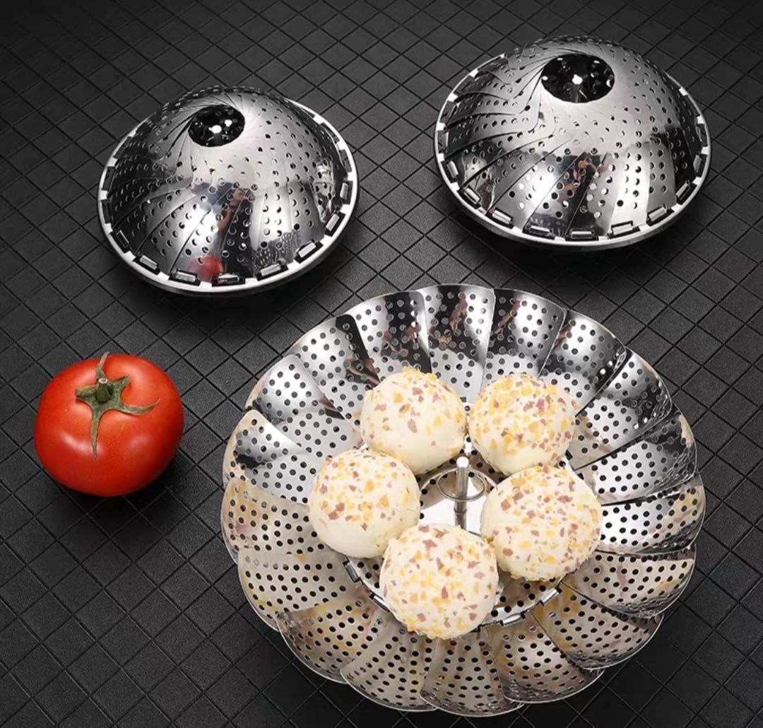Vỉ hấp inox nồi hấp gấp gọn đa năng thông minh - dùng để hấp được tất cả các loại xoong nồi
