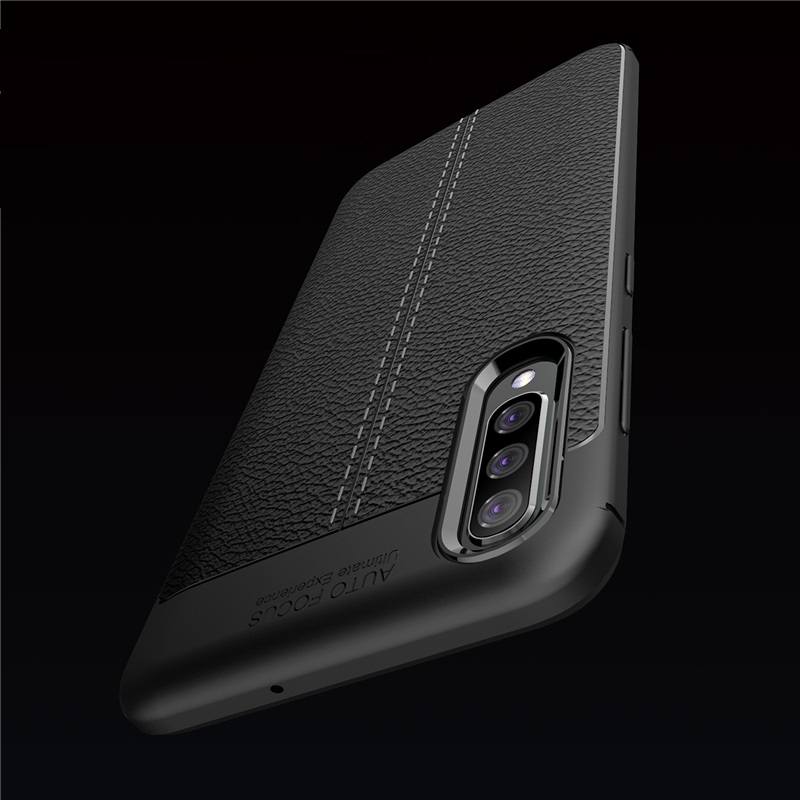 Ốp lưng Silicon Auto Focus giả da, chống sốc dành cho Samsung Galaxy A70 - Hàng Chính Hãng