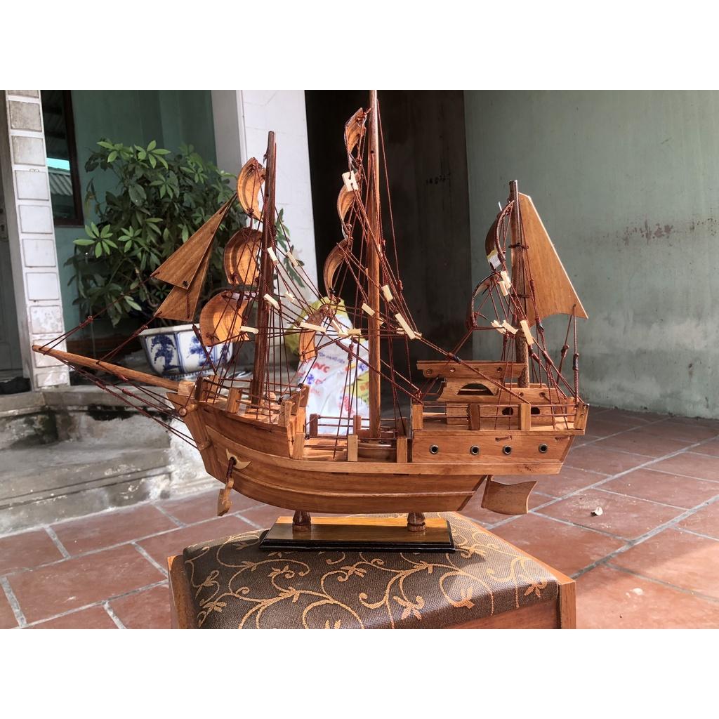 Mô Hình Thuyền Gỗ THÁI LAN Dài 55cm - Gỗ gõ đỏ - Thân thuyền 40cm