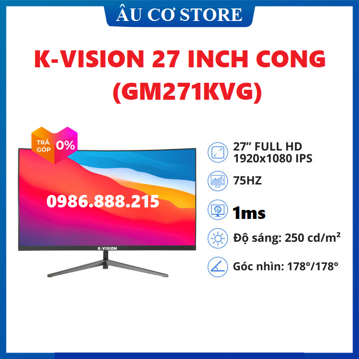 MÀN HÌNH CHUYÊN GAME CONG K-VISION 27 INCH FULL HD (1920*1080)- GM271KVG - TẦN SỐ 75Hz - HÀNG CHÍNH HÃNG