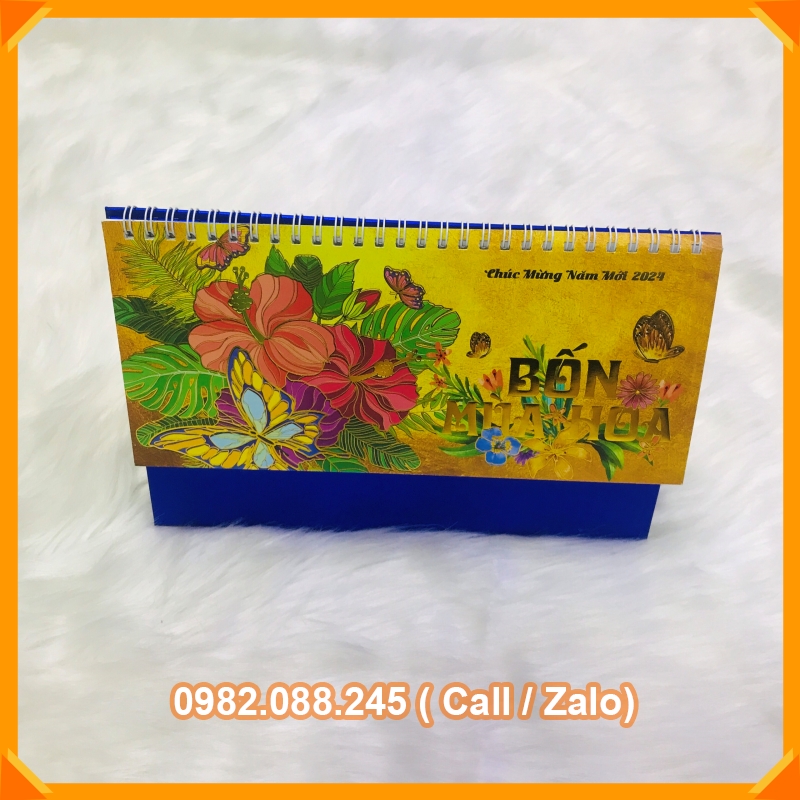 Lịch Để Bàn 2024 Họa Tiết Hoa Phong Cảnh khổ 21.5x16.5cm