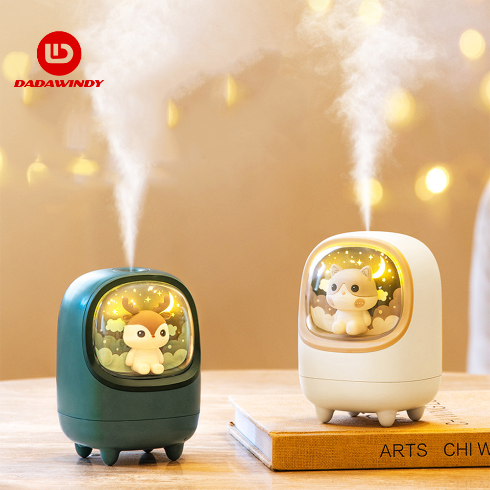 Máy Phun Sương Tạo Ẩm Không Khí USB Không Dây Siêu Âm Tinh Máy Khuếch Tán Tinh Dầu Hình Thú Dễ Thương Humidificador Với Bầu Không Khí Đèn Nhà