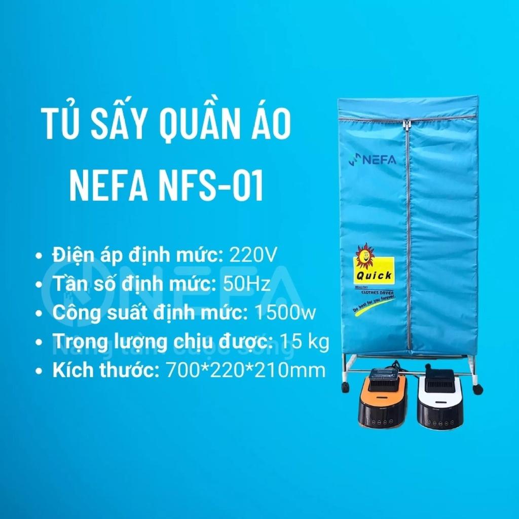 Tủ sấy quần áo Nefa NFS01 hai tầng nhỏ gọn, tiện dụng, sấy khô tức thì, trọng lượng sấy 15kg