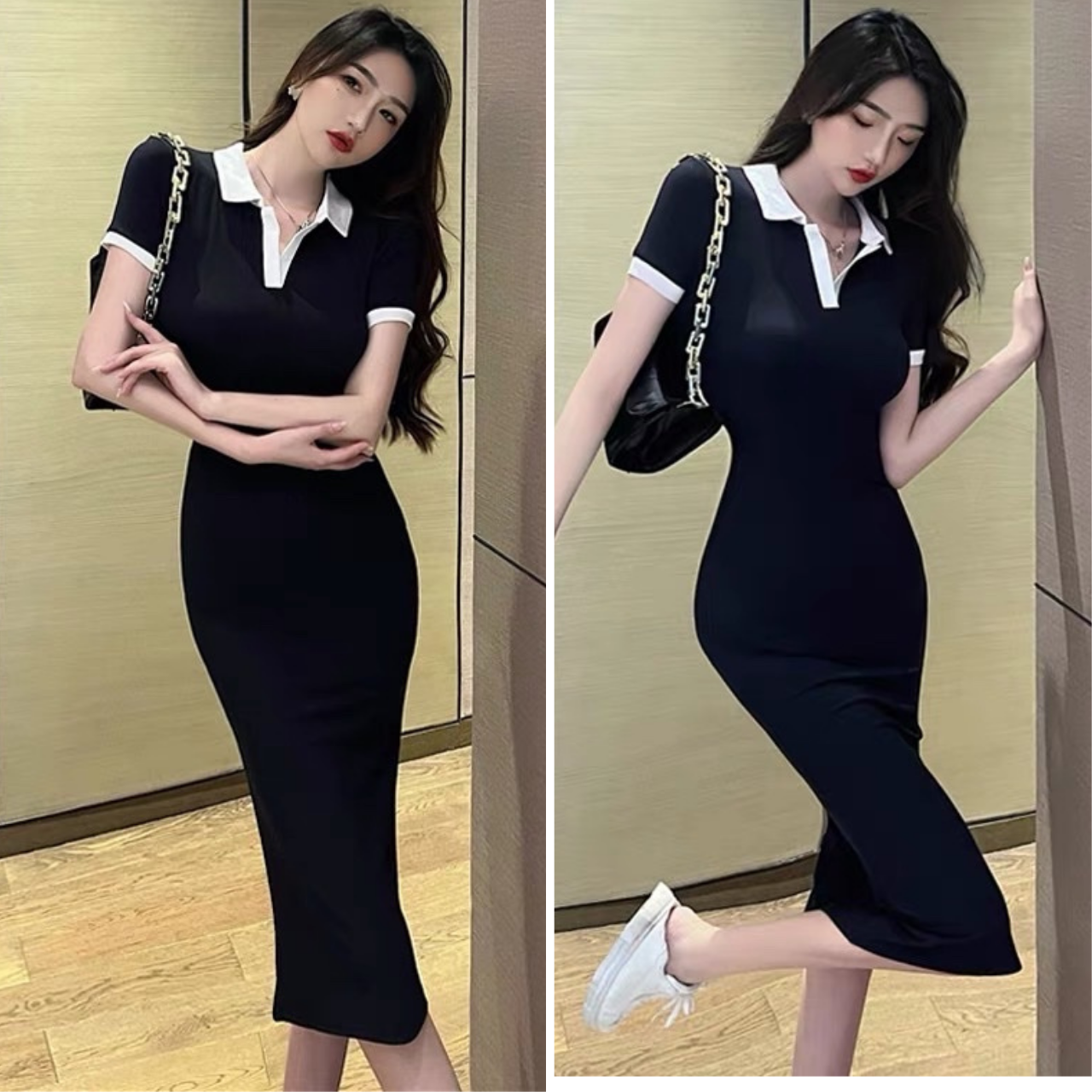 Bộ Bikini Liền Thân Dài Tay Dáng Váy Thể Thao