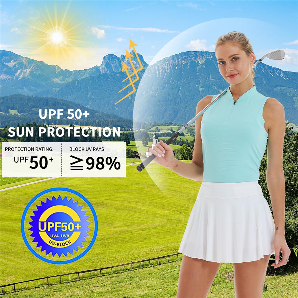 Tops đứng cổ áo mùa hè áo sơ mi polo cơ bản thể thao thông thường dễ dàng tập thể dục thể dục thể thao mặc áo phông golf chạy golf không tay Color: Red Size: XS