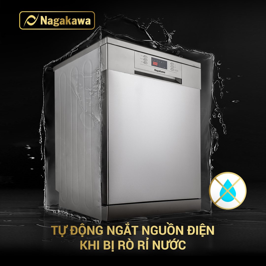 Máy rửa bát 14 bộ cao cấp Nagakawa NAG3602M14 - Made in Malaysia -  Hàng Chính Hãng