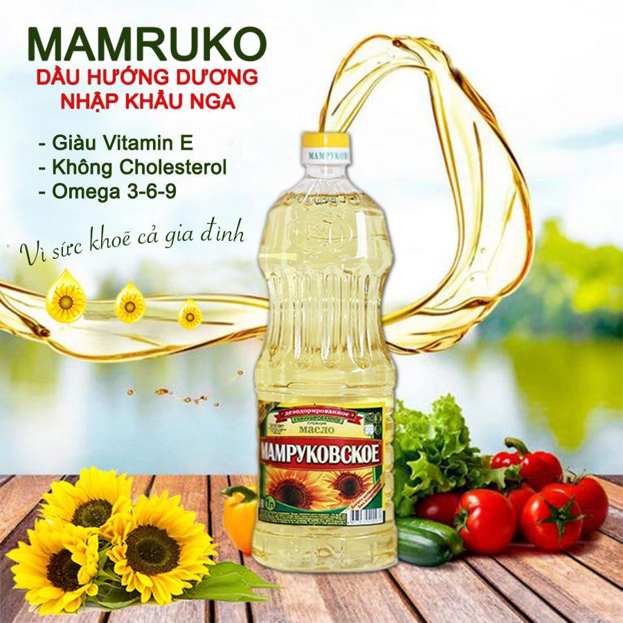 Dầu chiên rán hướng dương Mamruko nhập khẩu Nga 1L