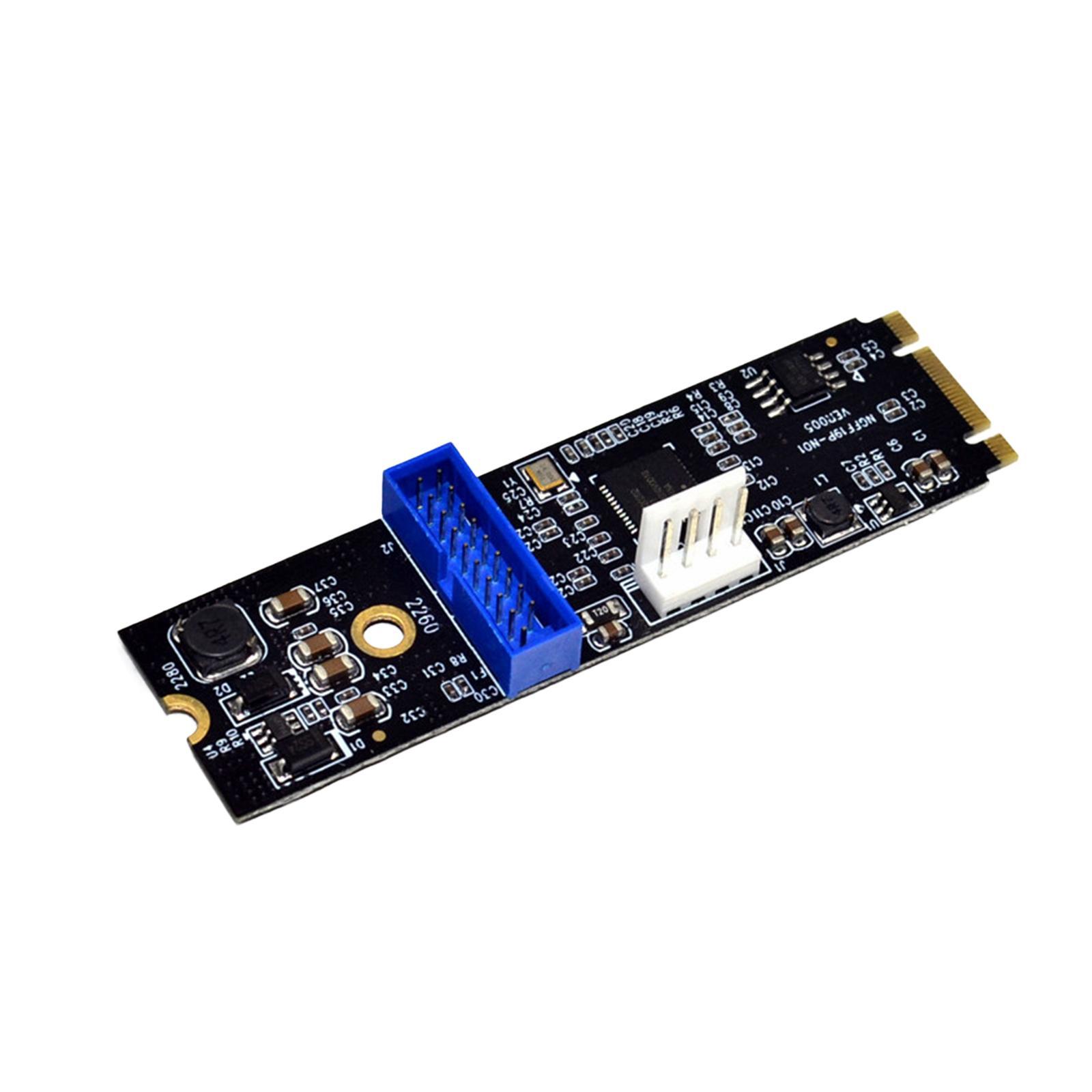 M.2 to USB 3.0 Front 19 Pin Adapter Card Expansion Card 2 Ports USB 3.0 Transfer Card Converter for Desktop Motherboard Computer