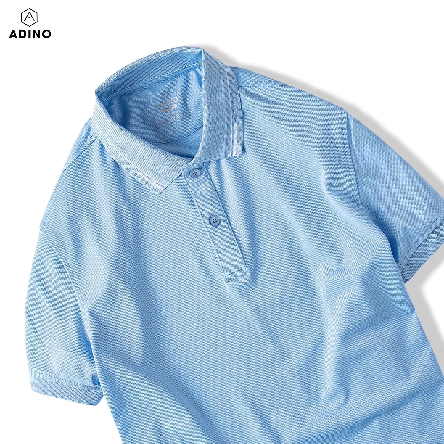 Áo polo nữ màu xanh biển phối viền ADINO vải polyester cotton không bai xù dáng slimfit công sở hơi ôm trẻ trung APN05