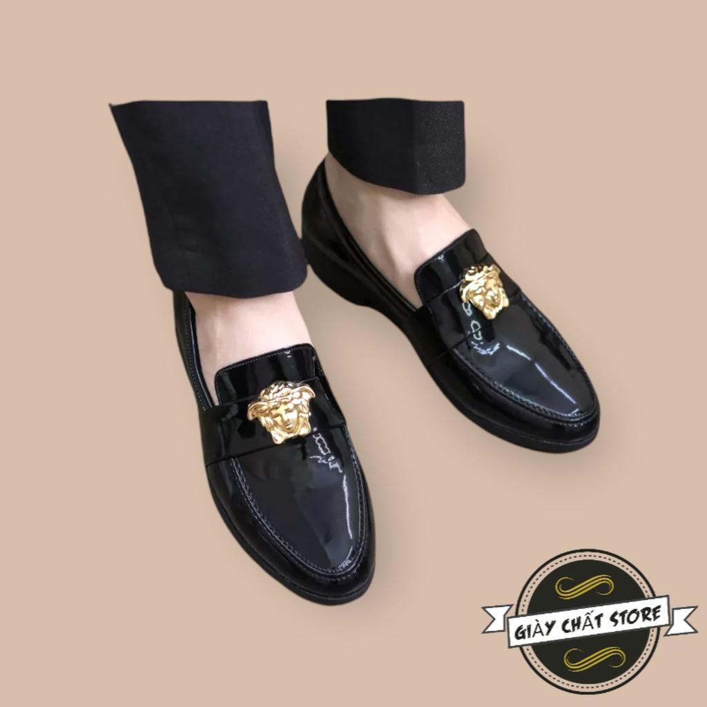 Giày Lười Nam Da Lì Đế Cao Su Đúc Mã L182 Màu Đen