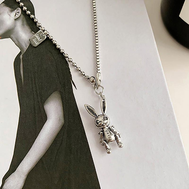 Dây Chuyền Kim Loại Mặt Hình Thỏ Đơn Giản Cho Nam Nữ