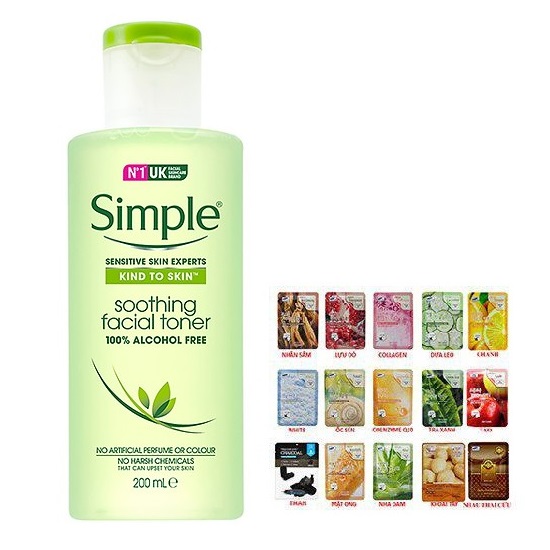 Nước Hoa Hồng Simple Kind To Skin Soothing Facial Toner (200ml) [ Được Mask 3W Clinic ]