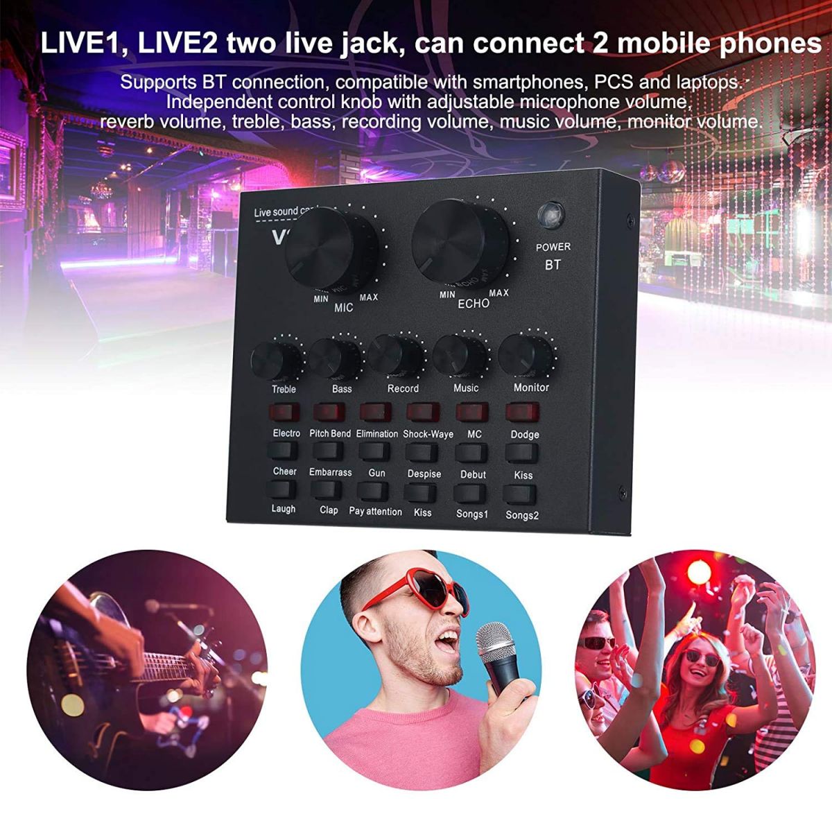 Sound Card Thu Âm Livestream V8 Có Bluetooth