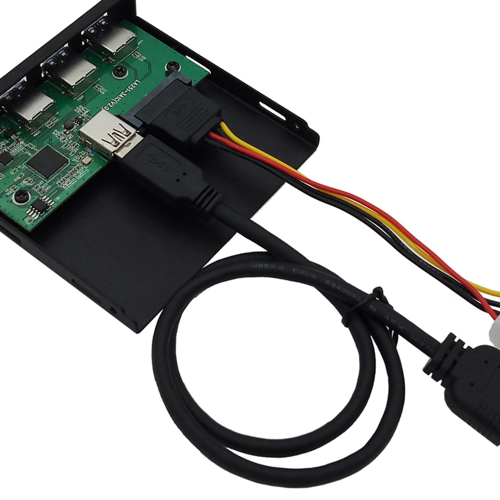 USB 3.0 3.5" 4-Port Interface Panel Hub Expansion Board Card 6Gbps