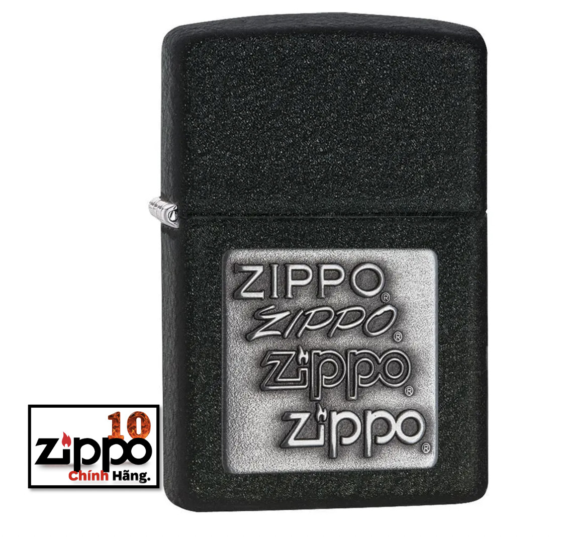 Bật lửa ZIPPO 363 Pewter Emblem (ốp xám)/362 Black Crackle (ốp vàng) - Chính Hãng 100