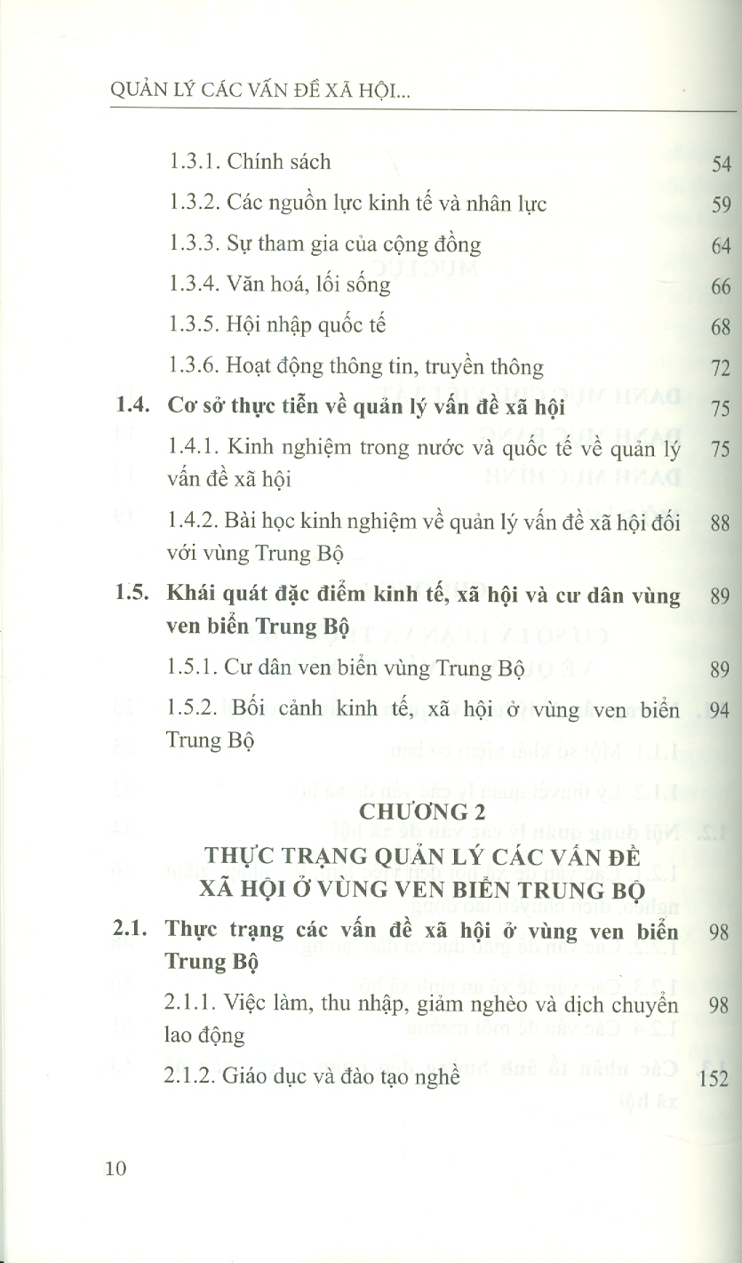 Quản Lý Các Vấn Đề Xã Hội Ở Vùng Ven Biển Trung Bộ - Thực Trạng Và Giải Pháp (Sách chuyên khảo)