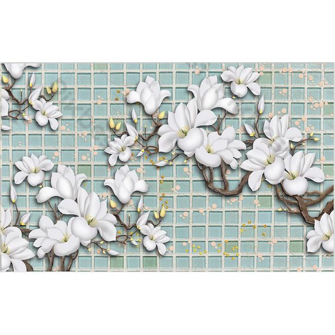 Tranh dán tường Hoa ngọc lan phong cách Châu Âu, tranh dán tường 3d hiện đại MS907174