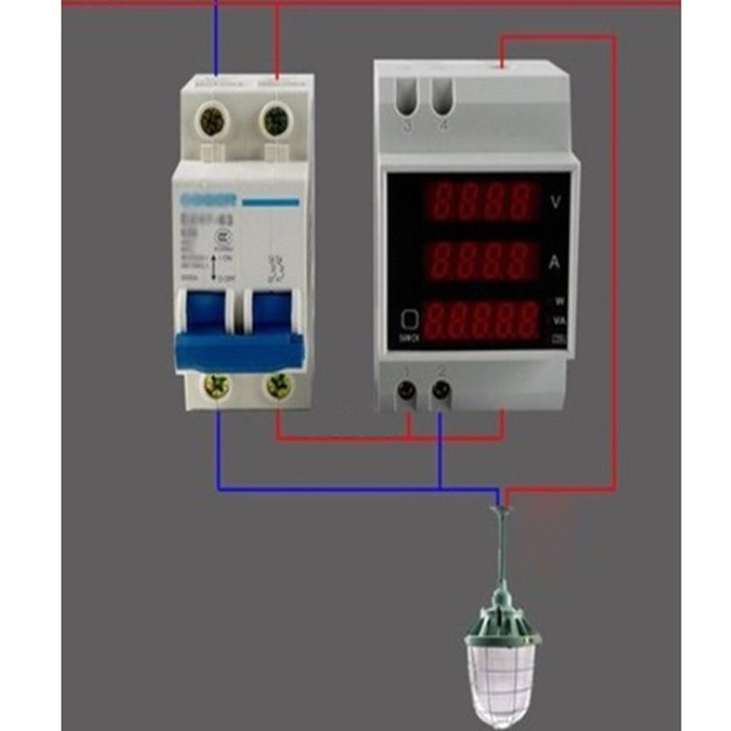 AC Display Meter, 100A Voltage Current Power Monitor Ammeter Voltmeter Multimeter Tester LCD Volt Amp Watt Detector Reader Panel