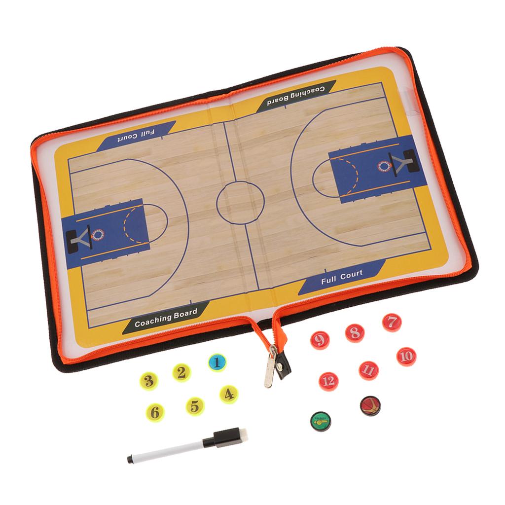 Basketball Football Coaching Board Magnetic Soccer Strategy Clipboards Foldable Strategy Teaching Aids Coaches Leather Equipment