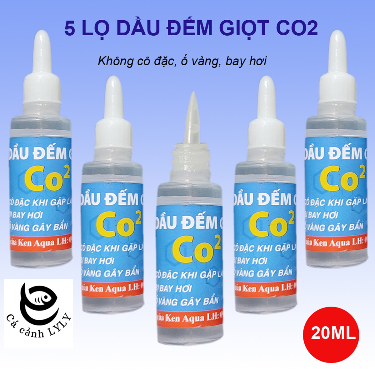 10 Lọ Dầu đếm giọt CO2 lạnh không đông, không ố vàng, bay hơi, bẩn ... dùng cho CO2 Mufan thủy sinh hồ cá 20ML