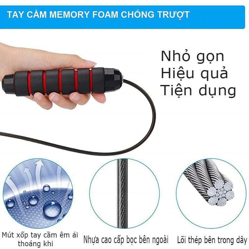 Dây nhảy thể thao, thể lực 2,9m lõi thép đàn hồi cao cấp chính hãng TOPBODY