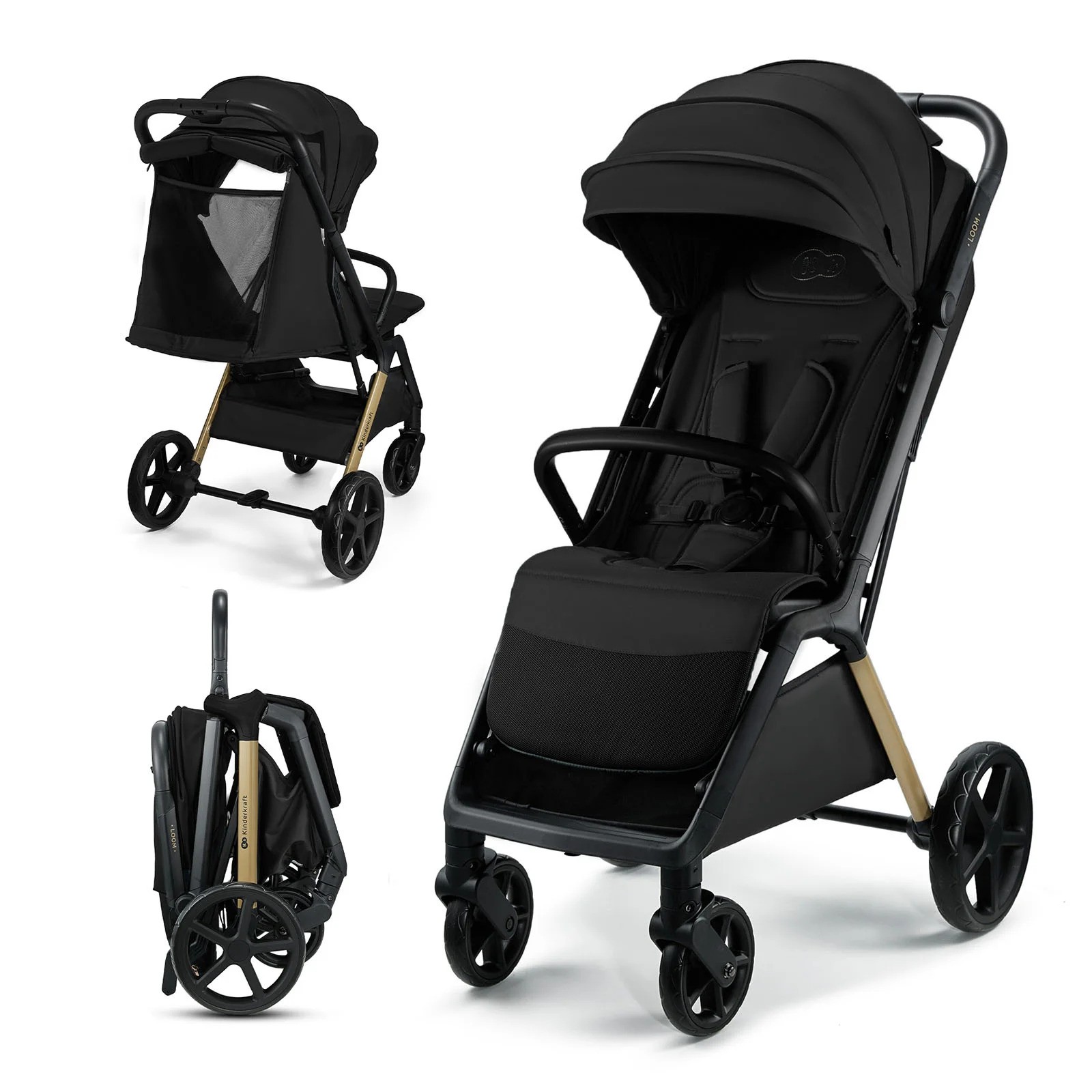 Xe đẩy gấp gọn cho bé từ sơ sinh Kinderkraft LOOM - Màu đen