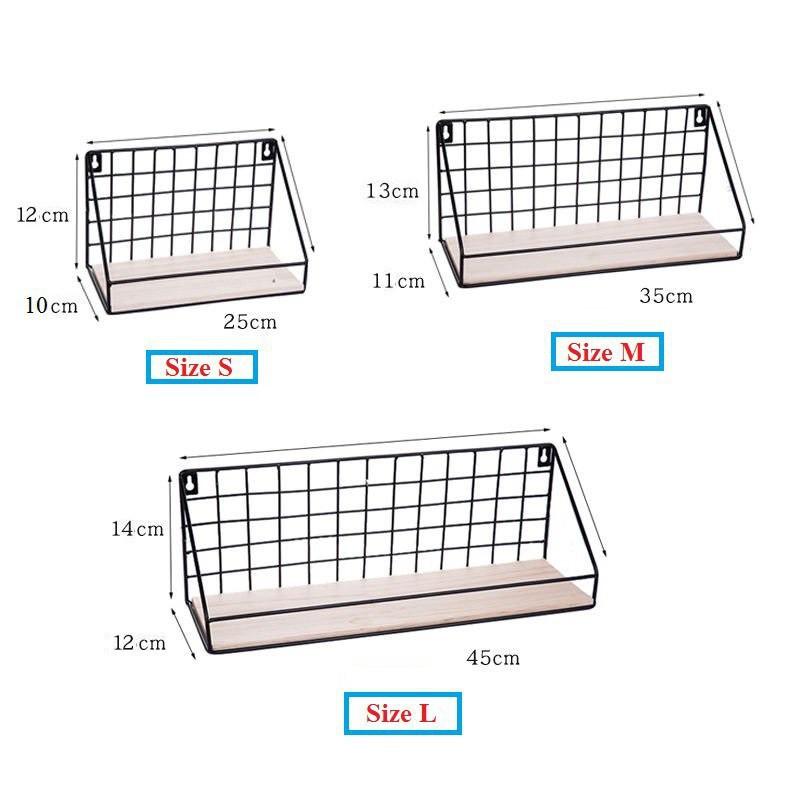 Kệ Sắt Đáy Gỗ Treo Tường Trang Trí/ Kệ Để Đồ Đa Năng (kệ gỗ có rào chắn