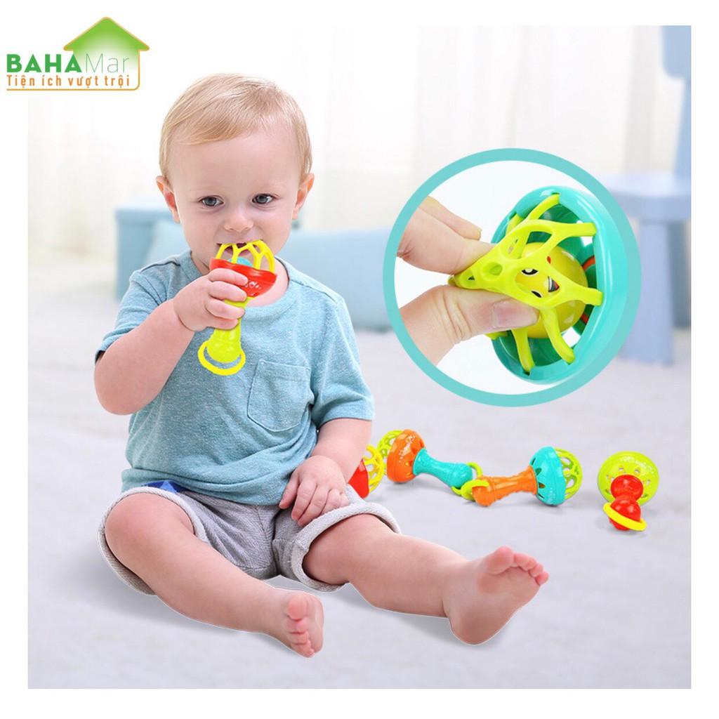 COMBO ĐỒ CHƠI CHO BÉ TỪ 6 THÁNG TRỞ LÊN gồm búp bê bò bú bình biết hát, xúc xắc hình , lục lạc