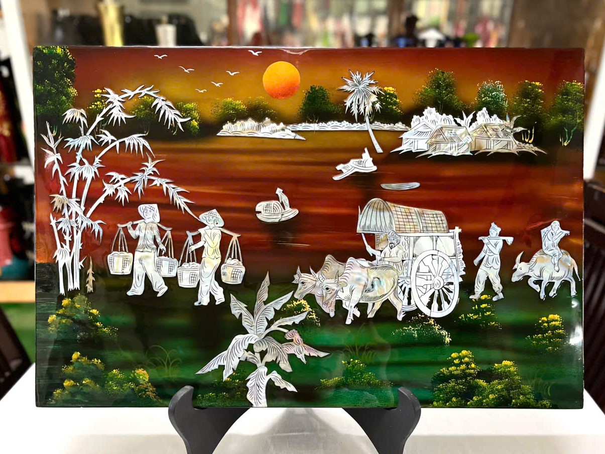 Tranh sơn mài - ĐỒNG QUÊ VIỆT NAM - Khảm cừ cao cấp, hàng xuất khẩu nhiều size