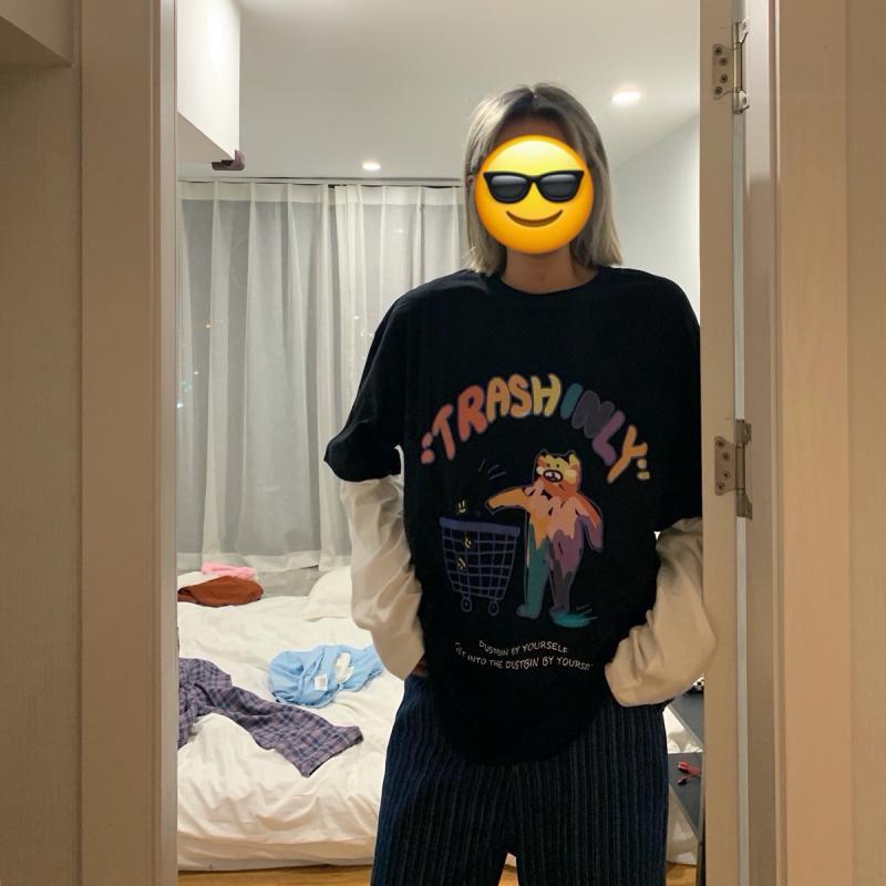 Áo Thun Tay Dài Unisex Ráp Tay TRASHINLY Ulzzang Thu Đông