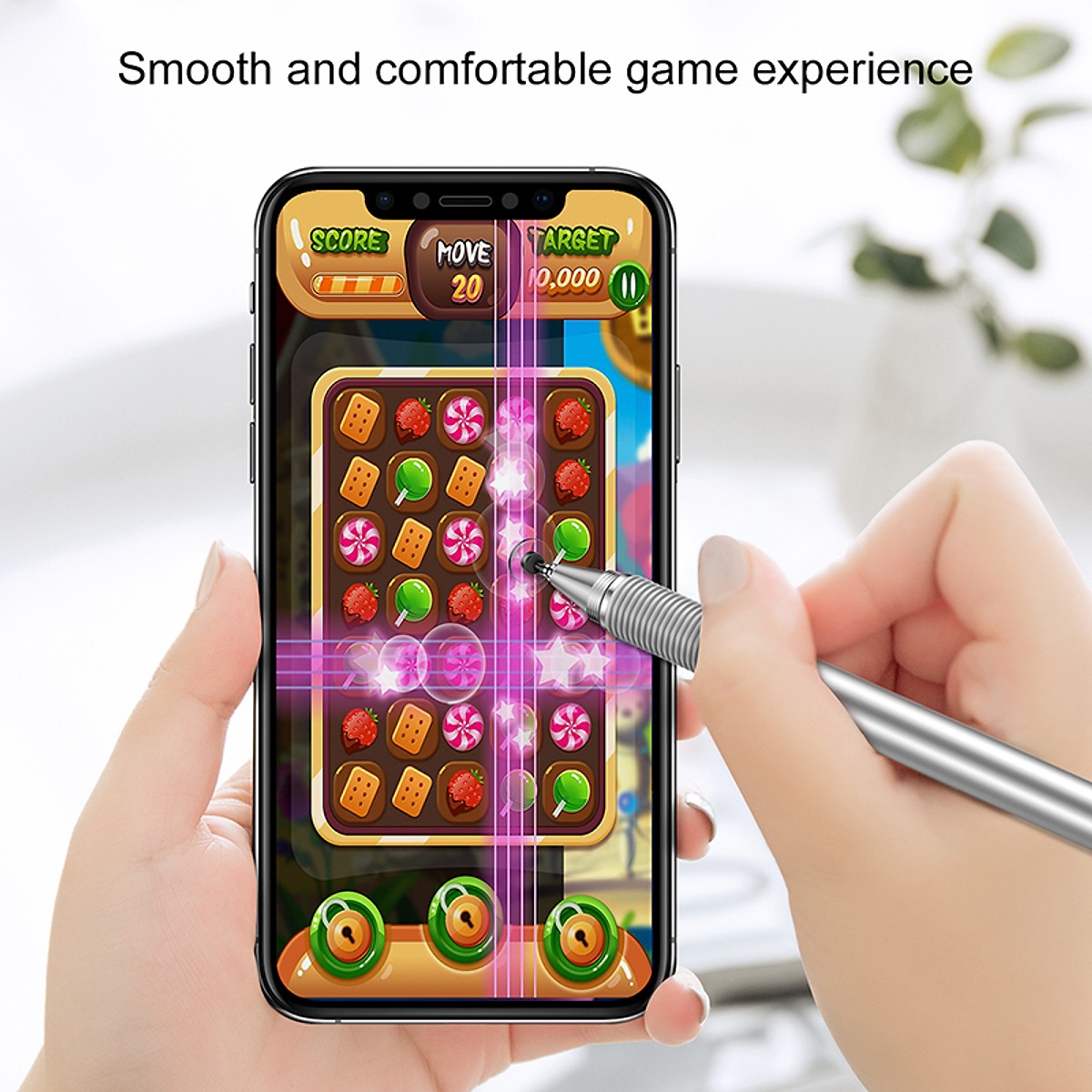 Bạc - Bút cảm ứng 2 đầu 2 in 1 hiệu Baseus Smart Pen cho Samsung, Huawei, iPhone, iPad, PC , Tablet   - Hàng nhập khẩu