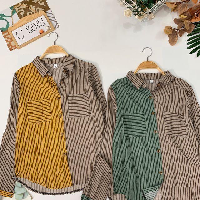 Áo Sơmi Sọc Phối Màu Cực Chất